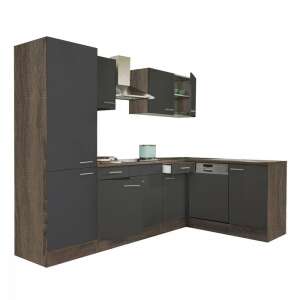 Yorki 280 sarok konyhabútor szett polcokkal antracit színben - Leziter