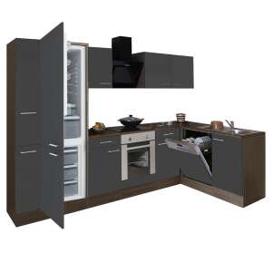 Yorki 310 sarok konyhabútor alsó sütős, alulfagyasztós hűtős kivitelben, antracit fronttal - Leziter