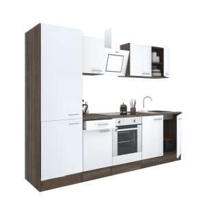 Yorki 270 konyhabútor szett sütővel és polcokkal, tölgy és fehér kivitelben - Leziter