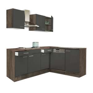 Yorki 220 sarok konyhabútor szett, antracit front, tölgy test, összeszerelve, modern design, kiváló minőség - Leziter