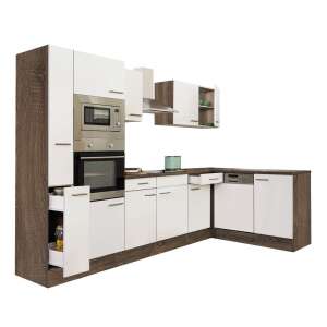 Yorki 310 sarok konyhabútor sütővel és mikrohullámú sütővel, tölgy és fehér kivitel - Leziter