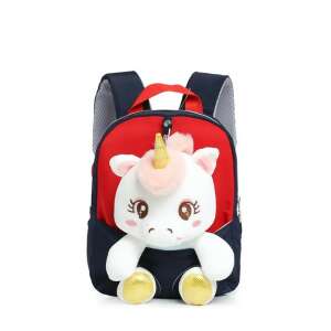 Plüss Mini Unicorn hátizsák 3D dizájnnal, fekete/piros színben, kisgyermekek számára - Preschool Backpack, Bag