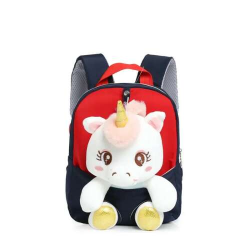 Plüss Mini Egyszarvú hátizsák 3D dizájnnal, alkalmas kisgyermekek számára óvodába vagy iskolába fekete/piros