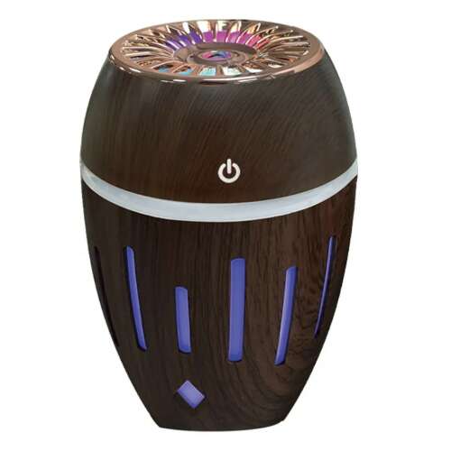 Mini Umidificator Ultrasonic MOOD ( BE AUTHENTIC ) 300ML cu Abur rece, Aromaterapie pentru Casa, Masina, cu Lampa LED, nuanta inchisa de lemn