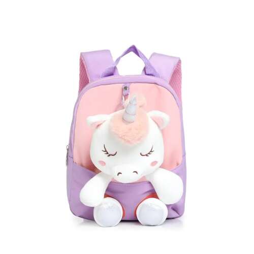 Mini Unicorn plüss hátizsák 3D dizájnnal, alkalmas kisgyermekek számára óvodába vagy iskolába, lila/rózsaszín