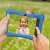 Child holding ILIKE K7 7 inch WiFi tablet with blue case