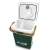 Berdsen Icemax 32 liter portable refrigerator, green, open showing the interior with a fan and a shelf