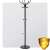 Black metal coat rack with 10 hooks, umbrella stand, and hat shelf, Massido 684100