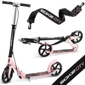 Soke City folding scooter with carry strap and water bottle - Adult Scooter