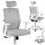 Sofotel Rotar ergonomikus irodai szék, szürke és fehér, állítható fejtámla, hálós háttámla, több szög