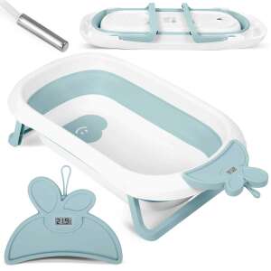 Ricokids foldable baby bathtub with built-in thermometer, white and blue - Baby Bathtub, Bath Stand
