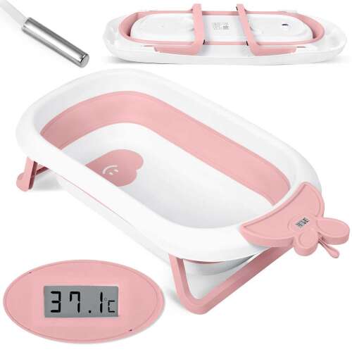 Összecsukható fürdőkád babáknak beépített hőmérővel Ricokids -282 fehér rózsaszín