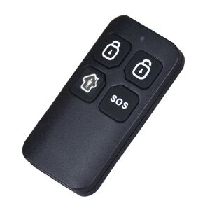 Szögletes nézet a Fekete 4 gombos Univerzális Távirányítóról Okosotthon és Riasztórendszerekhez - Kapu távirányító