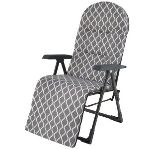 Patio Galaxy Plus összecsukható kerti szék lábtartóval, szürke mintás párnával - Patio