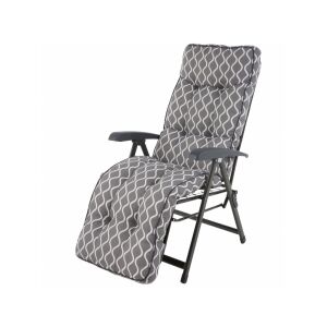 Patio Lena Plus összecsukható nyugágy szürke-fehér színben, tökéletes a kültéri pihenéshez - Patio