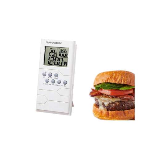 Konyhai hőmérő sültekhez LCD kijelzővel és órával