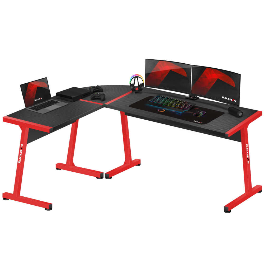 Huzaro gamer asztal , sarokasztal minőségi íróasztal hero 6.0 piros