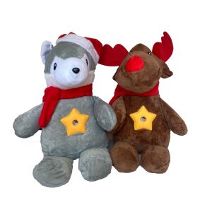 Karácsonyi Plüss Csillagkivetítő: Wolf and Reindeer Christmas Plush Star Projector - Night Light, Projector