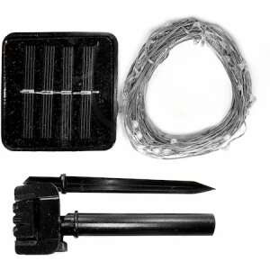 Solar powered fairy lights, cool white, 100 LEDs, 10.5 meters long, with solar panel and stake - Nonbrand String Light