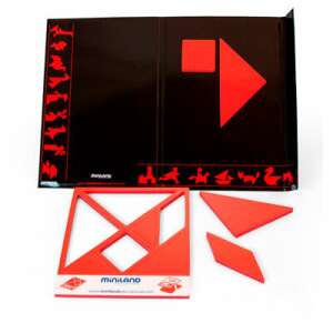 Miniland mágneses tangram kirakós játék, tartalmaz egy táblát mintaalakzatokkal és 7 mágneses darabot - Miniland