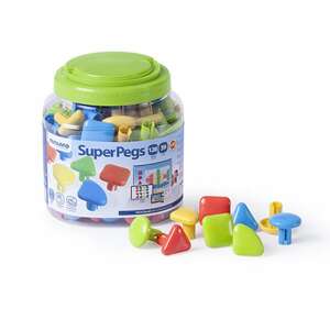 Super Pegs 128 darabos színes műanyag pötyi készlet különböző formákban kreatív játékhoz, oktatójáték kisgyermekeknek és óvodásoknak - Miniland