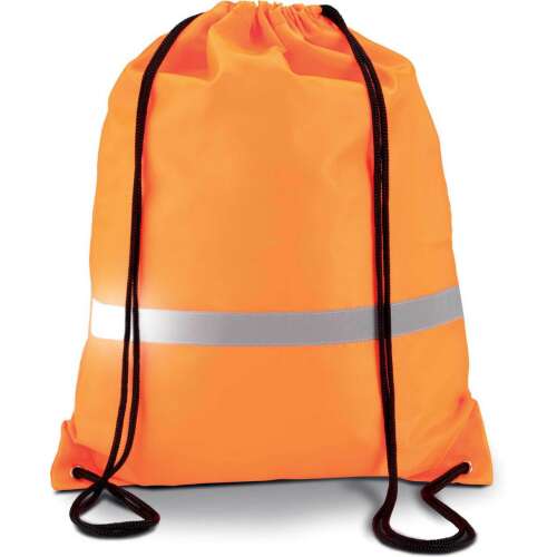 Kimood poliészter tornazsák-hátizsák vényvisszaverö csíkkal KI0109, Fluorescent Orange