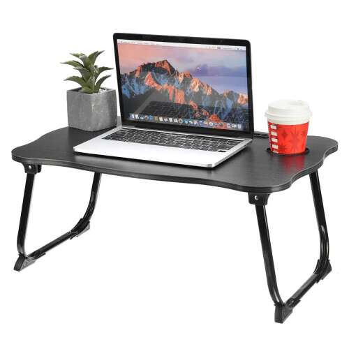 Hordozható Összecsukható Laptop Asztal Pohártartóval és Fiókkal