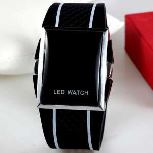 Black LED watch with white stripes on the band - Men's Watch