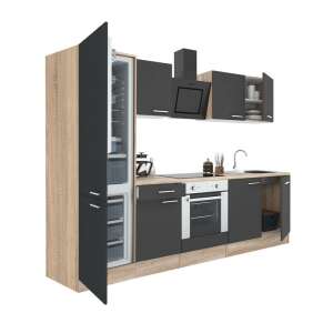 Yorki 270 konyhabútor szett alsó sütővel és alulfagyasztóval, sonoma tölgy korpusz, antracit front - Leziter