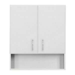 Bianca Plus 60-as Faliszekrény 2 ajtóval, nyitott alsó résszel, magasfényű fehér színben - Bútor