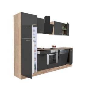 Yorki 280 konyhabútor szett sütővel és hűtővel, sonoma tölgy és antracit színben - Leziter