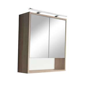 Luna 60 Spiegelschrank für das Badezimmer, Sonoma Eiche, mit integriertem LED-Licht - Badezimmerschrank