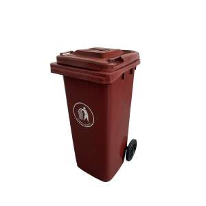 120L barna hulladéktároló kerekekkel, szemetes, hulladékgyűjtő, szemeteskuka, újrahasznosító - Hulladéktároló
