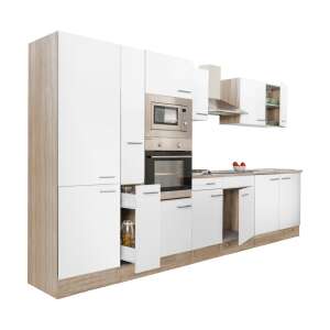 Yorki 360 konyhabútor szett sütővel és mikrohullámú sütővel, fehér és sonoma tölgy kivitelben - Leziter