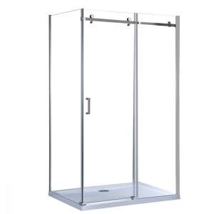 Bold-in 80x120 cm aszimmetrikus zuhanykabin, tolóajtók, tiszta üveg, króm kivitel - Leziter