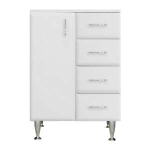 Bianca Plus 60 Unterschrank mit 1 Tür, 4 Schubladen, Hochglanz weiß, links