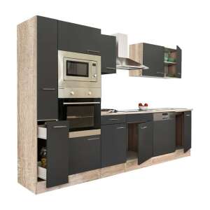 Yorki 310 konyhabútor szett sütővel és mikrohullámú sütővel, sonoma tölgy korpusz, antracit front - Leziter