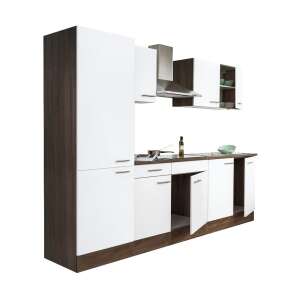 Yorki 270 konyhabútor szett polcos kivitelben, tölgy korpusz és selyemfényű fehér front - Leziter