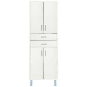 Nerva 60 magas fehér fürdőszoba szekrény 4 ajtóval és 2 fiókkal - Leziter