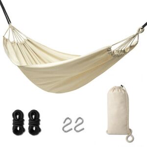 Ikonka Boho ecru hammock with ropes, hooks and carry bag - Garden Furniture