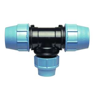 Unidelta KPE szűkített T-idom 40 x 32 x 40mm, kék és fekete műanyagból, ivóvíz és öntözőrendszerekhez - KPE idom