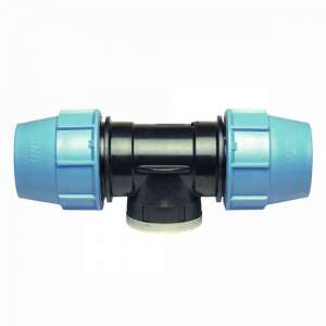 Unidelta KPE T-idom 40mm x 5/4"B x 40mm, kék és fekete műanyag idom vízvezetékekhez - KPE idom