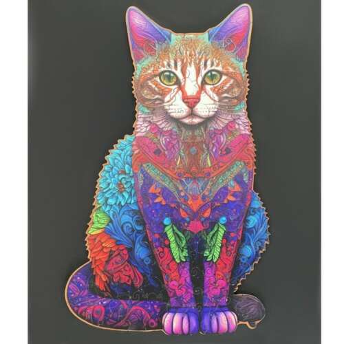 Kész 130 darabos Fa Macska kirakós