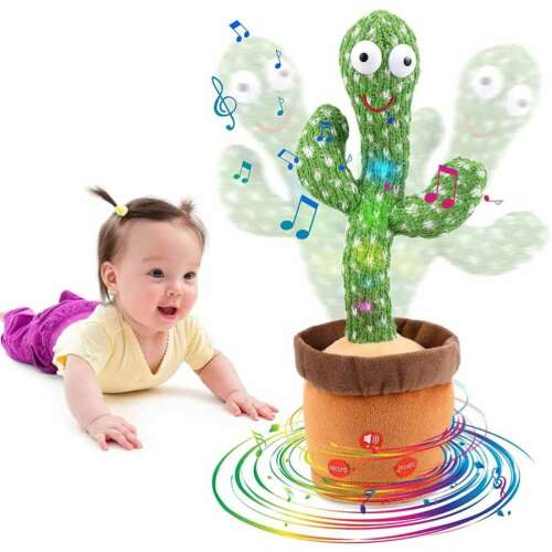Interaktív táncoló, beszélő, zenélő plüss játék kaktusz
