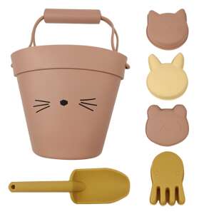 Szilikon homokozó szett cicás vödörrel, lapáttal és állat formákkal - Homokozó játék
