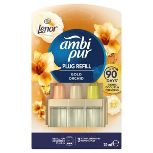 Ambi Pur 3Volution Gold Orchid Nachfüller für Duftstecker, bis zu 90 Tage Geruchskontrolle - Lufterfrischer