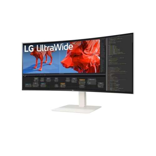 LG Monitor 38" - 38WR85QC-W (IPS; Ívelt, 21:9; 3840x1600; 1ms; 450cd; 144Hz, HDMIx2, DP, USB-C, Spkr, HDR600, Mag.áll)