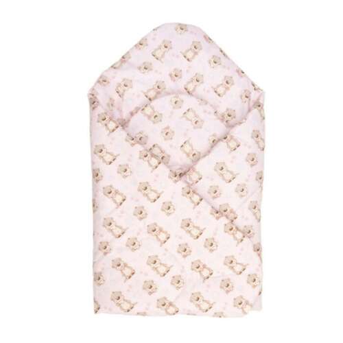 BabyBruin Takaró Bélelt, pólyává alakítható, rózsaszín állatkák 78 * 78 cm