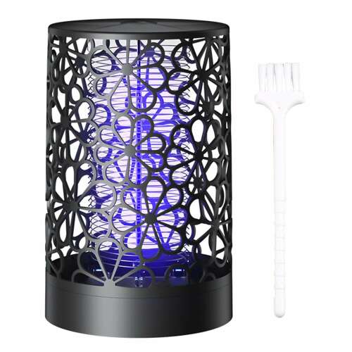 Electric shock mosquito trap, black color, flower pattern design, cleaning brush included