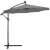 Springos 300 cm gray patio umbrella with solar powered LED lights, showing the umbrella in a tilted position